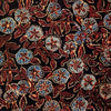 Pure Cotton Ajrak Black With Blue And Red Flower Jaal Hand Block Print Blouse Fabric ( 1 Meter )