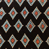 Pure Cotton Ajrak Black With Blue Rust Intricate Diamond Hand Block Print Fabric