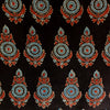Pure Cotton Ajrak Black With Blue Tribal Long Motif Hand Bock Print Fabric
