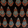 Pure Cotton Ajrak Black With Blue Tribal Long Motif Hand Bock Print Blouse Piece Fabric ( 95 cm )