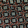 Pure Cotton Ajrak Black With Comb Pattern Rust With Tiny Blue Motifs Hand Block Print Fabric