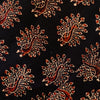 Pure Cotton Ajrak Black With Dancing Peacock Hand Block Print Fabric