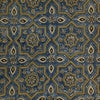 Pure Cotton Ajrak Blue And Green Mustard All Over Star Tiles Hand Block Print Fabric