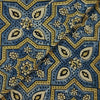 Pure Cotton Ajrak Blue And Green Mustard All Over Star Tiles Hand Block Print Fabric