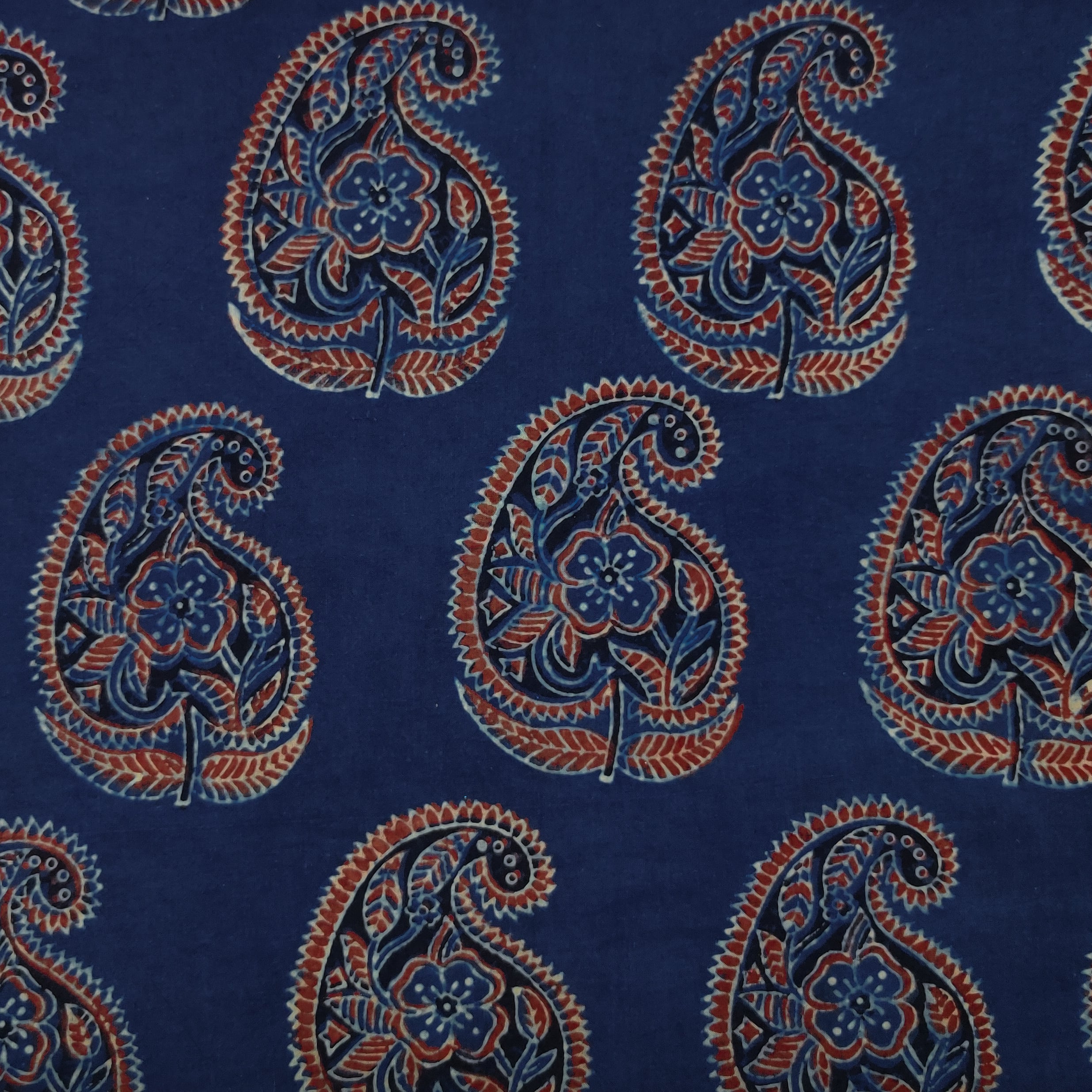 Blue - Block Print Mul Cotton Natural Dyed Ajrakh Fabric 12 main image 1