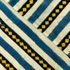 Pure Cotton Ajrak Blue Green Black Rustic Stripes Hand Block Print Fabric