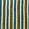 Pure Cotton Ajrak Blue Green Black Rustic Stripes Hand Block Print Fabric