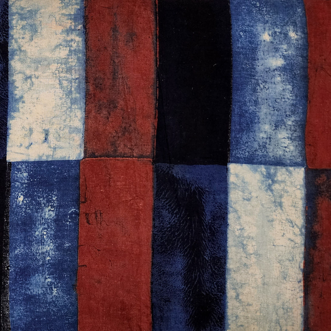 Pure Cotton Ajrak Blue Maroon Black Patches Textured Hand Block Print ...