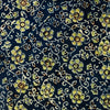 Pure Cotton Ajrak Blue With Green Flower Jaal Hand Block Print Fabric