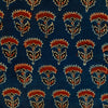 Pure Cotton Ajrak Blue With Maroon Flower Motif Hand Block Print Fabric