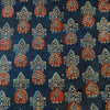 Pure Cotton Ajrak Blue With Mehendi Art Hand Block Print Fabric