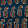 Pure Cotton Ajrak Blue With Rust Beautiful Intricate Kairi Motif Hand Block Print Blouse Piece Fabric ( 1 meter )