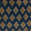 Pure Cotton Ajrak Blue With Rust Intricate Diamond Hand Block Print Fabric