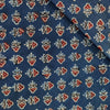 Pure Cotton Ajrak Blue With Tiny Motif Hand Block Print Fabric