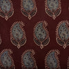 Pre-cut 1.30 meter Pure Cotton Ajrak Brown With Blue Cream Kairi Hand Block Print Fabric