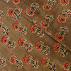 Pure Cotton Ajrak Brown With Rust Tiny Plant Hand Block Print Fabric
