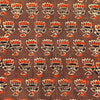 Pure Cotton Ajrak Brown With Maroon Lotus Hand Block Print Blouse Piece Fabric ( 90 cm )
