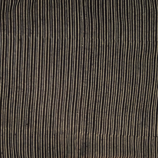 Pure Cotton Ajrak Brown With Stripes Hand Block Print Fabric