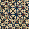 Pure Cotton Ajrak Cream With Blue And Rust Tiles Hand Block Print Blouse Fabric ( 1 Meter )
