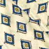 Pure Cotton Ajrak Cream With Blue Intricate Diamond Hand Block Print Fabric