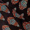 Pure Cotton Ajrak Black With Blue Tribal Long Motif Hand Bock Print Fabric