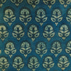 Pure Cotton Ajrak Dabu Blue With Flower Buds Hand Block Print Fabric