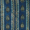 Pure Cotton Ajrak Dabu Blue With Intricate Patterned Stripes Hand Block Print Fabric