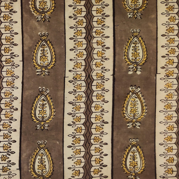 Pure Cotton Ajrak Dabu Kashish With Intricate Patterned Stripes Hand Block Print Fabric