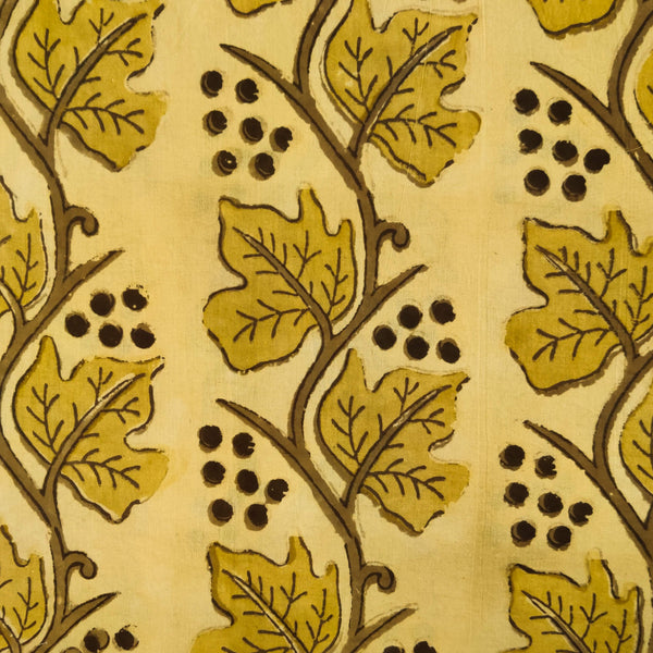 Pure Cotton Ajrak Dabu Mustard With Grape Wine Creeper Hand Block Print Fabric