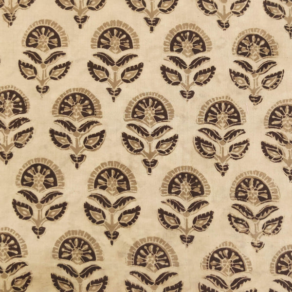 Pure Cotton Ajrak Dabu With Flower Buds Hand Block Print Fabric