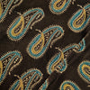 Pure Cotton Ajrak Dark Brown With Blue Beautiful Intricate Kairi Motif Hand Block Print Fabric