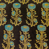 Pure Cotton Ajrak Dark Brown With Long Genda Phool Plant Hand Block Print Fabric