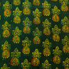 Pure Cotton Ajrak Green With Mehendi Art Hand Block Print Fabric