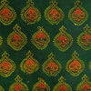 Pure Cotton Ajrak Green With Mehendi Motif Hand Block Print Blouse Piece Fabric ( 1 meter )