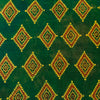 Pure Cotton Ajrak Green With Rust Intricate Diamond Hand Block Print Fabric