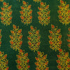 Pure Cotton Ajrak Green With Rust Leafy Plant Hand Block Print