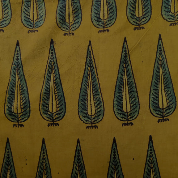 Precut 2.40 Meter Pure Cotton Ajrak Haldi Dyed With Green Cypress Hand ...