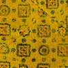 Pure Cotton Ajrak Haldi Yellow Random Green Tile Hand Block Print Fabric