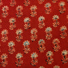 Pure Cotton Ajrak Madder With Blue Tiny Plant Hand Block Print Fabric
