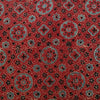 Pre Cut 1.35 Meter Pure Cotton Ajrak Madder With Persian Star Circle Tiles Hand Block Print Fabric