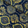 Pure Cotton Ajrak Persian Blue With Intricate Green  Mehendi Patterned Hand Block Print Fabric