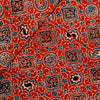 Pure Cotton Ajrak Rust With Blue And Black Tiles Hand Block Print Fabric
