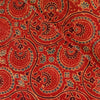 Pure Cotton Ajrak Rust With Dahlia Jaal Hand Block Print Fabric