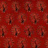 Pure Cotton Ajrak Rust With Dancing Peacock Hand Block Print Fabric