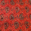 Pure Cotton Ajrak Rust With Intricate Kairi Jaal Hand Block Print Fabric