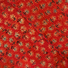 Pure Cotton Ajrak Rust With Tiny Lotus Motifs Hand Block Print Fabric