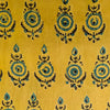 Pure Cotton Ajrak Sandy Brown With Blue Tribal Long Motif Hand Bock Print Fabric