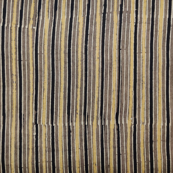 Pure Cotton Ajrak Sandy Brown With Stripes Hand Block Print Fabric