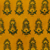 Pure Cotton Ajrak Turmeric Dyed With Corn Motif Hand Block Print Blouse Piece Fabric (0.95 Meter)