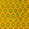 Pure Cotton Ajrak Turmeric Dyed With Green And Black Intricate Leaf Motif Hand Block Print Fabric